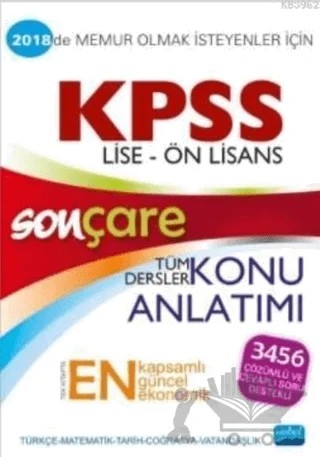 2018 Son Çare KPSS Lise Ön Lisans Tüm Dersler Konu Anlatımı – Kolektif – Nobel Sınav Yayınları kitap kapağı
