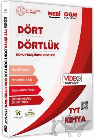 2025 YKS-TYT MEBİ-OGM Dört Dörtlük Kimya Pekiştirme Testi Soru Bankası Video Çözümlü – Kolektif – Karakutu Yayın kitap kapağı