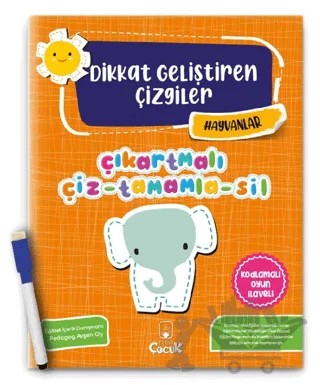 Hayvanlar - Dikkat Geliştiren Çizgiler – Kolektif – Floki Çocuk kitap kapağı