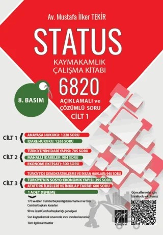 Status Kaymakamlık Çalışma Kitabı 6820 Açıklamalı ve Çözümlü Soru – Mustafa İlker Tekir – Gazi Kitabevi kitap kapağı