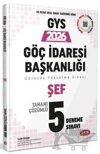 Göç İdaresi Başkanlığı Şef GYS Tamamı Çözümlü 5 Deneme Sınavı – Kolektif – Data Yayınları kitap kapağı