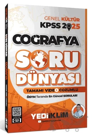 2025 KPSS Genel Kültür Coğrafya Tamamı Video Çözümlü Soru Dünyası – Adem Asra – Yediiklim Yayınları kitap kapağı