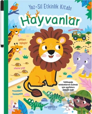 Yaz-Sil Etkinlik Kitabı – Hayvanlar (Kalemli) – Kolektif – İndigo Çocuk kitap kapağı