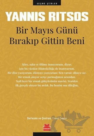 Bir Mayıs Günü Bırakıp Gittin Beni – Yannis Ritsos – Kırmızı Kedi Yayınevi kitap kapağı