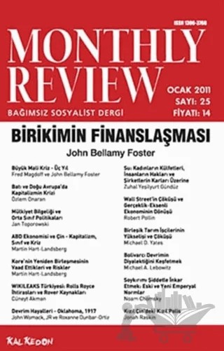 Monthly Review Bağımsız Sosyalist Dergi Sayı: 25 / Ocak 2011 – Monthly Review Dergisi kitap kapağı