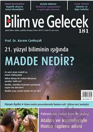 Bilim ve Gelecek Dergisi Sayı: 181 Mart 2019 – Bilim ve Gelecek Dergisi Yayınları kitap kapağı