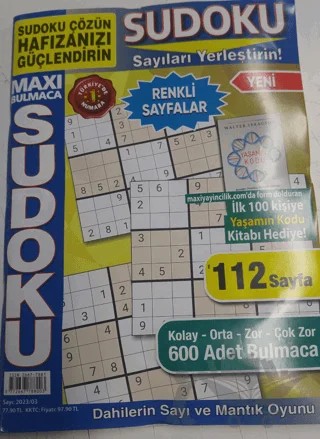Maxi Sudoku Ağustos 2023 – Maxi Yayıncılık kitap kapağı