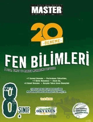8. Sınıf Master 20 Fen Bilimleri Denemesi – Tarık Ölmez – Okyanus Yayınları kitap kapağı