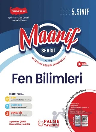 5. Sınıf Maarif Serisi Fen Bilimleri Haftalık Deneme (41 Föy) – Alparslan Çenet, Hasan Hüseyin Akın – Palme Yayınları kitap kapağı