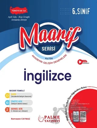 6. Sınıf Maarif Serisi İngilizce Haftalık 44 Deneme – Ramazan Caymaz – Palme Yayınları kitap kapağı