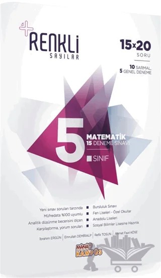 5. Sınıf Matematik 15 Deneme Sınavı - Renkli Sayılar – Kolektif – Mana Kitap kitap kapağı