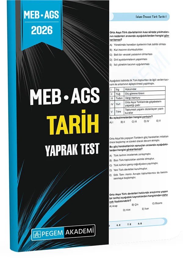 2026 MEB AGS Tarih Yaprak Test – Değerli Adaylar Testlerimizdeki – Pegem Akademi Yayıncılık kitap kapağı