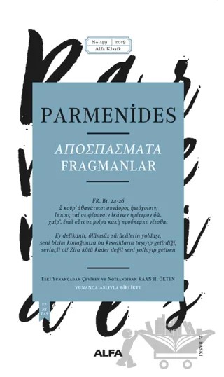 Fragmanlar – Parmenides – Alfa Yayınları kitap kapağı