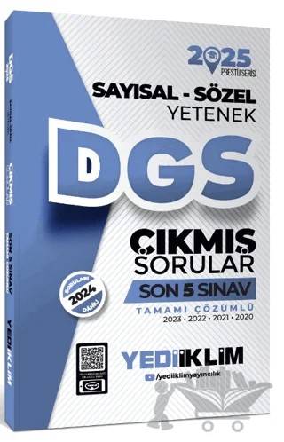 2025 DGS Sayısal-Sözel Yetenek Tamamı Çözümlü Son 5 Sınav Çıkmış Sorular – Kolektif – Yediiklim Yayınları kitap kapağı