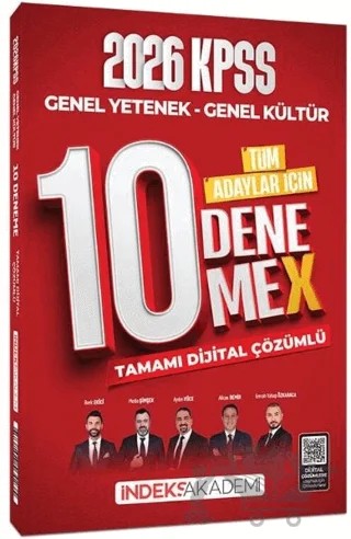 2026 KPSS Genel Yetenek Genel Kültür 10 DenemeX Çözümlü – Aydın Yüce, Alican Demir, Emrah Vahap Özkaraca, Berk Ekici, Metin Şimşek – İndeks Akademi Yayıncılık kitap kapağı