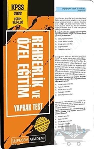 2022 KPSS Eğitim Bilimleri Rehberlik ve Özel Eğitim Yaprak Test – Kolektif – Pegem Akademi Yayıncılık kitap kapağı