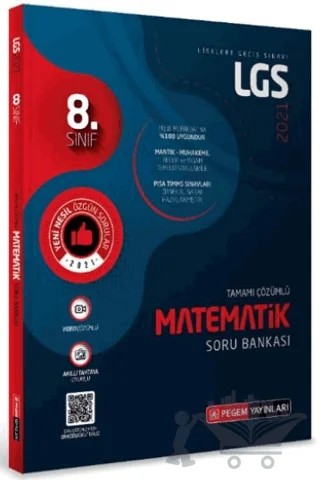 8. Sınıf LGS Matematik Tamamı Çözümlü Soru Bankası 2021 – Kolektif – Pegem Akademi Yayıncılık kitap kapağı
