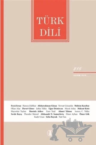 Türk Dili Dil ve Edebiyat Dergisi Sayı: 815 Kasım 2019 – Türk Dil Kurumu Yayınları kitap kapağı