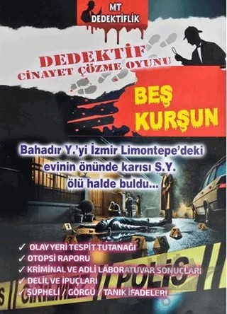 Dedektiflik Cinayet Çözme Oyunu - Beş Kurşun – Kollektif – MT Dedektiflik kitap kapağı