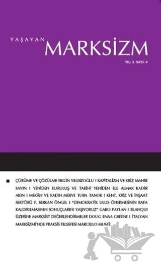 Yaşayan Marksizm Yıl: 3 Sayı: 4 – Yaşayan Marksizm Dergisi kitap kapağı