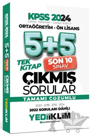 2024 KPSS Ortaöğretim - Ön Lisans Genel Yetenek Genel Kültür Tamamı Çözümlü 5+5 Çıkmış Sorular Tek Kitap – Kolektif – Yediiklim Yayınları kitap kapağı