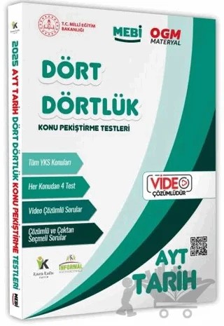 2025 YKS-AYT MEBİ-OGM Dört Dörtlük Tarih Pekiştirme Testi Soru Bankası Video Çözümlü – Kolektif – Karakutu Yayın kitap kapağı