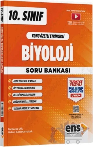10. Sınıf Biyoloji Maarif Konu Özetli Soru Bankası – Barbaros Gül, Özlem Bayraktutar – ENS Yayınları kitap kapağı