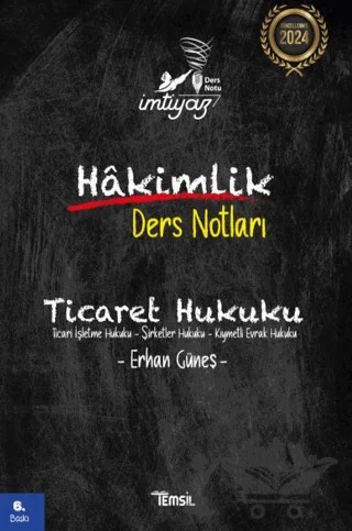 İmtiyaz Ticaret Hukuku Hakimlik Ders Notları – Erhan Güneş – Temsil Kitap kitap kapağı