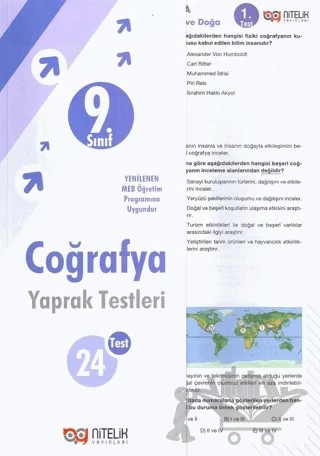 9. Sınıf Coğrafya Çek Kopart Yaprak Test – Kolektif – Nitelik Yayınları - Bayilik kitap kapağı