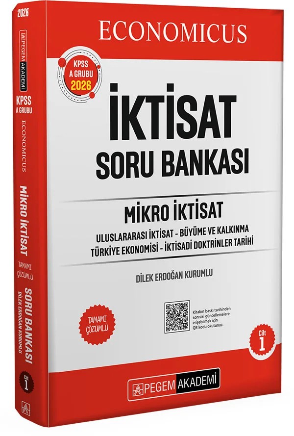 2026 KPSS A Grubu Economicus Mikro İktisat Tamamı Çözümlü Soru Bankası (cilt 1) – Pegem Akademi Yayıncılık kitap kapağı