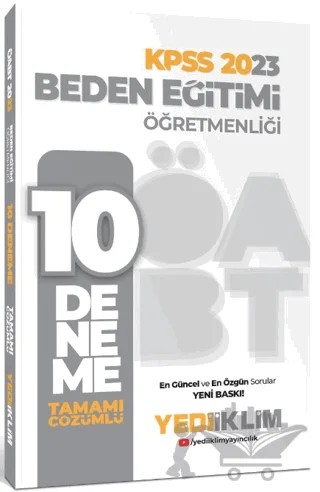 2023 ÖABT Beden Eğitimi Öğretmenliği Tamamı Çözümlü 10 Deneme – Kolektif – Yediiklim Yayınları kitap kapağı