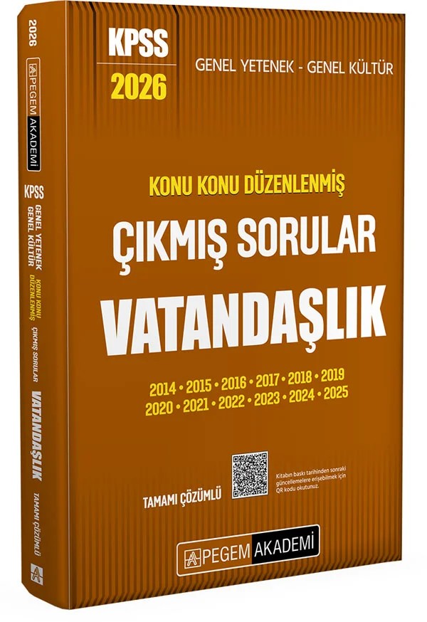 2026 KPSS Genel Yetenek Genel Kültür Konu Konu Düzenlenmiş Tamamı Çözümlü Çıkmış Sorular VATANDAŞLIK – Pegem Akademi Yayıncılık kitap kapağı