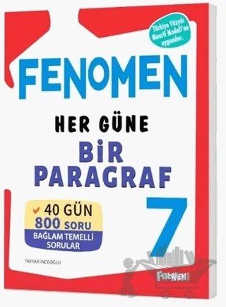 7. Sınıf Her Güne Bir Paragraf Fenomen Maarif Modeli Soru Bankası – Tayyar İnceoğlu – Fenomen Yayınları kitap kapağı