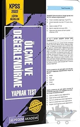 2022 KPSS Eğitim Bilimleri Ölçme ve Değerlendirme Yaprak Test – Kolektif – Pegem Akademi Yayıncılık kitap kapağı