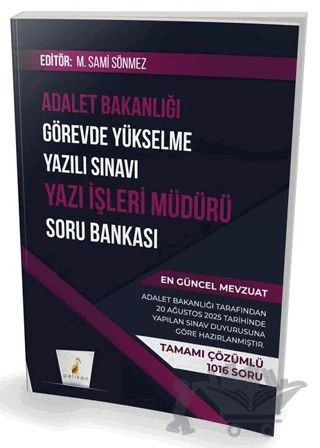 GYS Adalet Bakanlığı Görevde Yükselme Yazılı Sınavı Yazı İşleri Müdürü Soru Bankası – M. Sami Sönmez – Pelikan Tıp Teknik Yayıncılık kitap kapağı