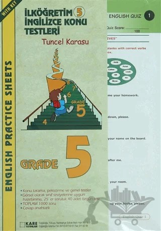 İlköğretim 5 İngilizce Konu Testleri (English Practice Sheets Grade 5) – Tuncel Karasu – Kare Yayınları kitap kapağı