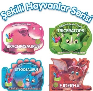 Şekilli Dinozor ve Ejderha Hayvanları Serisi Seti - 4 Kitap Takım – Kolektif – Parıltı Yayınları kitap kapağı