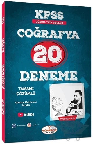 KPSS Coğrafya 20 Deneme Çözümlü – Mehmet Kaya – Yönerge Yayınları kitap kapağı