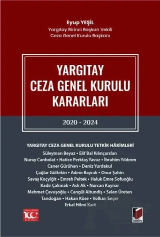 Yargıtay Ceza Genel Kurulu Kararları 2020 - 2024 – Eyup Yeşil – Adalet Yayınevi kitap kapağı