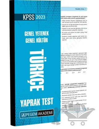 2023 KPSS Genel Yetenek Genel Kültür Türkçe Yaprak Test – Kolektif – Pegem Akademi Yayıncılık kitap kapağı