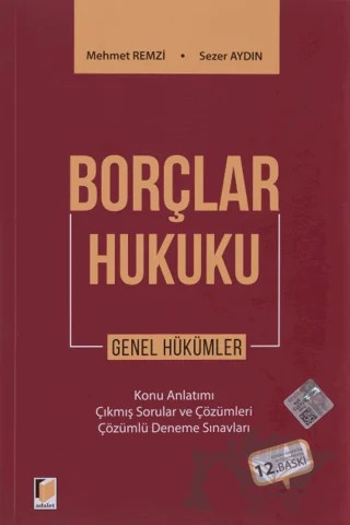Borçlar Hukuku Genel Hükümler – Mehmet Remzi, Sezer Aydın – Adalet Yayınevi kitap kapağı
