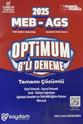 2025 MEB-AGS Tüm Dersler Optimum 6 Deneme Fasikül Çözümlü – Kolektif – Saydam Yayınları kitap kapağı