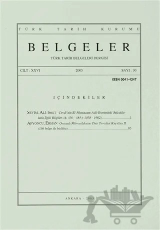 Türk Tarih Belgeleri Dergisi Sayı: 30 Cilt: 26 – Türk Tarih Kurumu Yayınları kitap kapağı