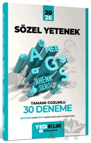 2026 MEB-AGS Ahenk Sözel Yetenek Tamamı Çözümlü 30 Deneme – Kolektif – Yediiklim Yayınları kitap kapağı