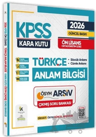 2026 KPSS Önlisans/Ortaöğretim Türkçenin Kara Kutusu ANLAM BİLGİSİ ÖSYM Çıkmış Soru Bankası – Kolektif – Karakutu Yayın kitap kapağı