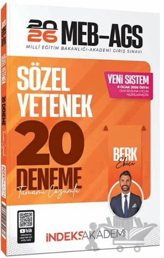 2026 MEB-AGS Sözel Yetenek 20 Deneme Çözümlü – Berk Ekici – İndeks Akademi Yayıncılık kitap kapağı