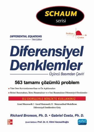 Diferensiyel Denklemler - Schaum's – Richard Bronson, Gabriel B. COSTA – Nobel Akademik Yayıncılık kitap kapağı