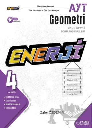 YKS AYT Enerji Geometri Konu Özetli Soru Fasikülleri (4 Fasikül) – Zafer Özdemir – Palme Yayınları kitap kapağı