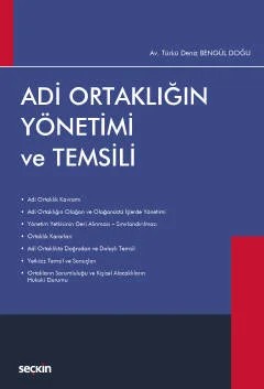 Adi Ortaklığın Yönetimi ve Temsili – Türkü Deniz Bengül Doğu – Seçkin Yayıncılık kitap kapağı