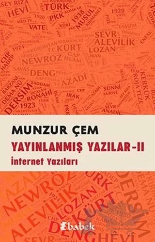 Yayınlanmış Yazılar -2 – Munzur Çem – Babek Yayınları kitap kapağı